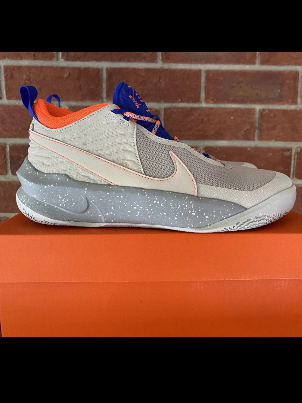 Nike Team Hustle D9 GS Grey Orange Youth Sizes Basketball Sneakers Shoes